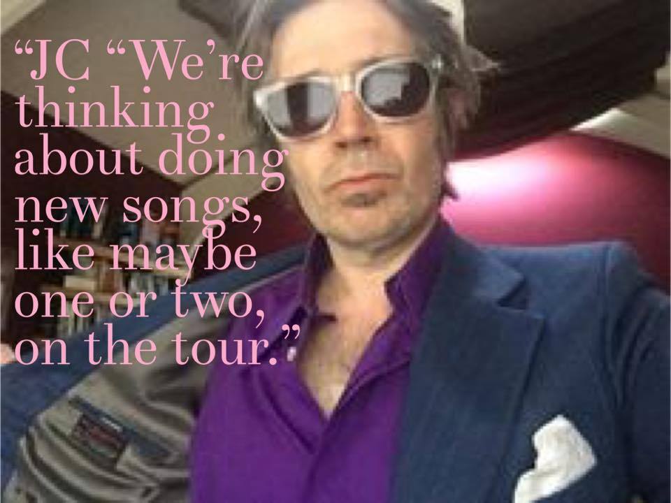 Image of Justin Currie of Del Amitri with quote: “We’re thinking about doing new songs, like maybe one or two, on the tour”