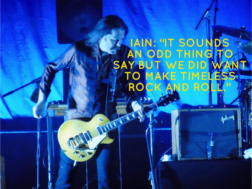 Image of Iain Harvie of Del Amitri with quote: “It sounds an odd thing to say but we did want to make timeless rock and roll”