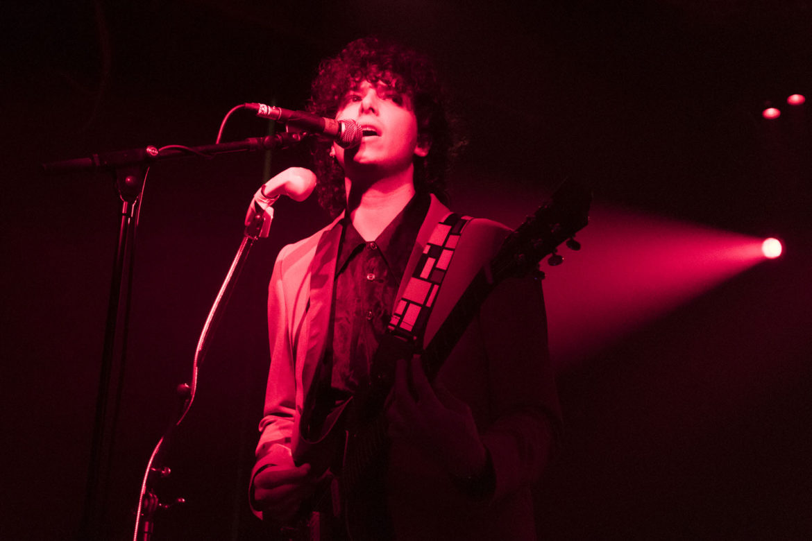 Nick Kivlen of Sunflower Bean on stage at Glasgow Art School on 26 November 2018