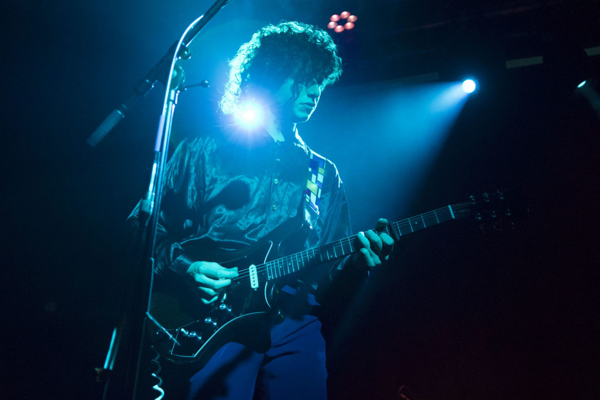 Nick Kivlen of Sunflower Bean on stage at Glasgow Art School on 26 November 2018