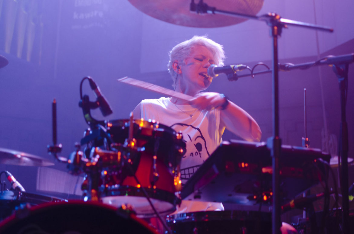 Cat Myers on stage at Saint Luke's in Glasgow on 8 December 2016