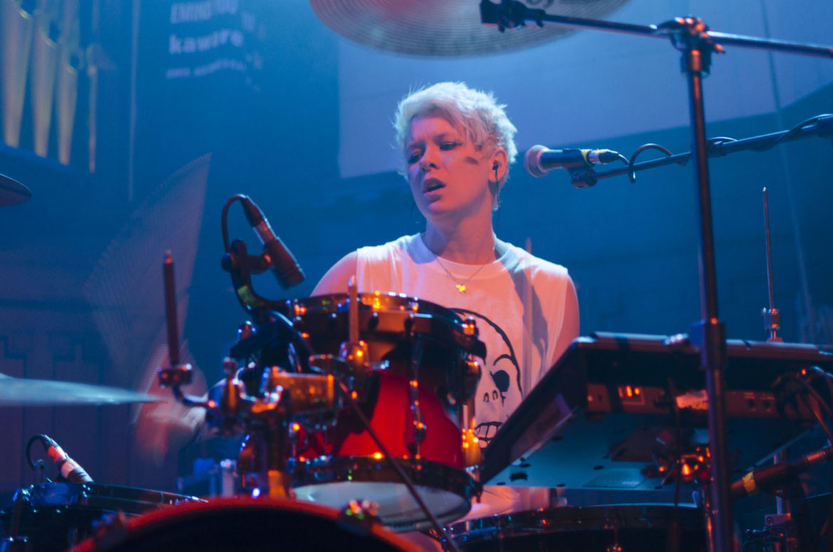 Cat Myers on stage at Saint Luke's in Glasgow on 8 December 2016